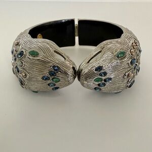 NWT!!! Alexis Bittar Green Lucite & Rhinestone Large Snake  Clamper Bracelet